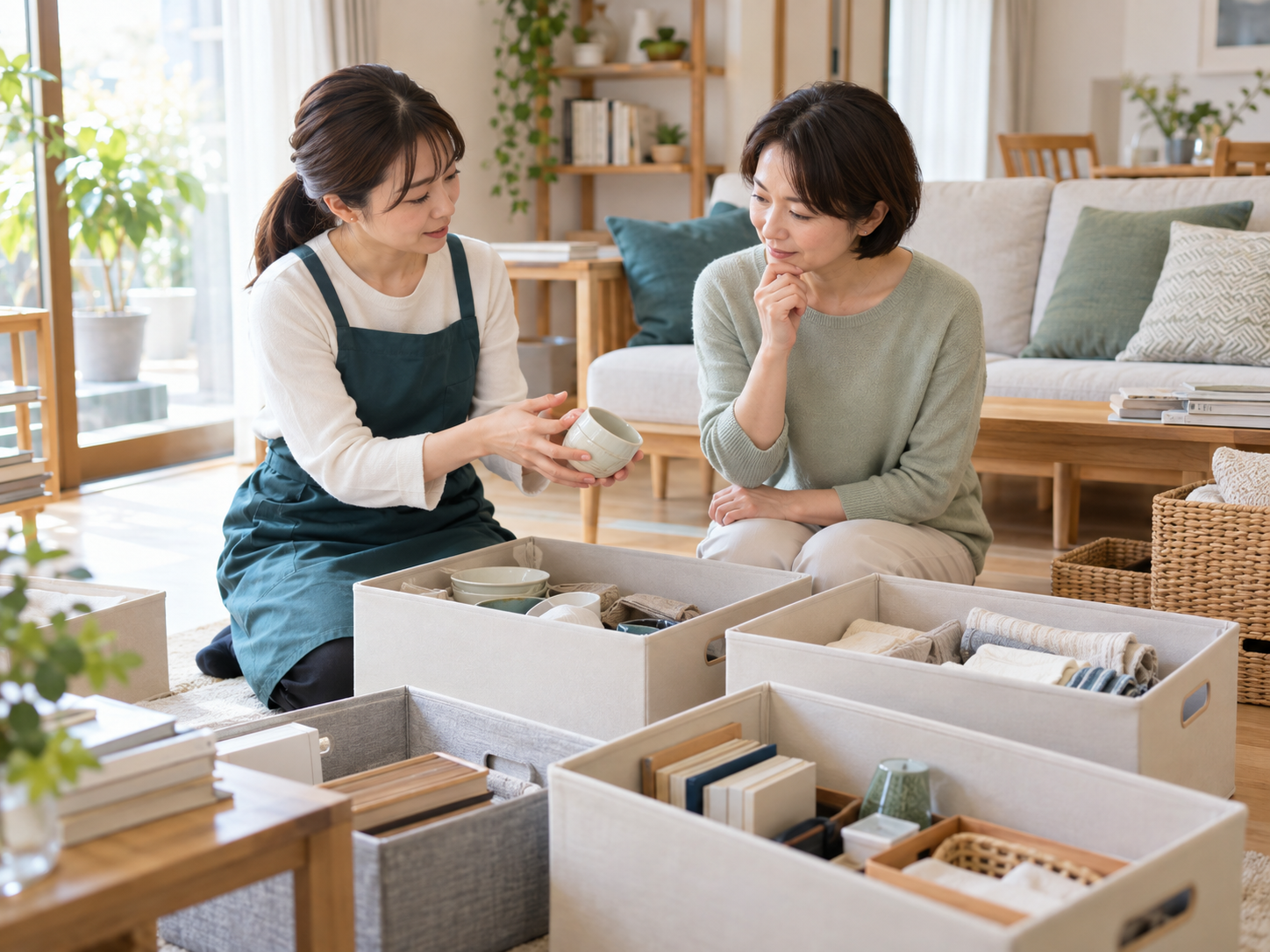 整理・片付けについて相談する様子